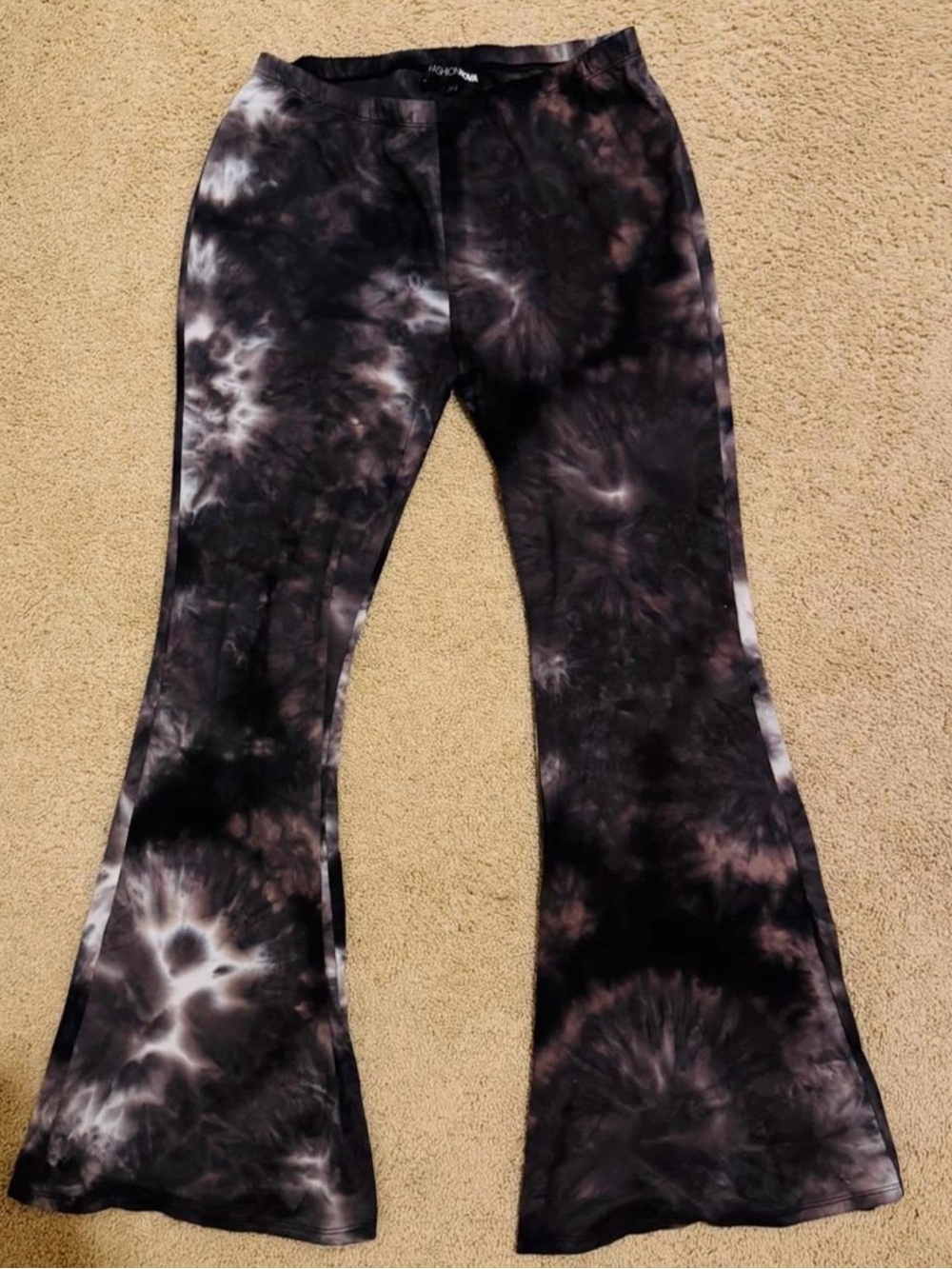 Tie-Dye Black & White Flared Pants